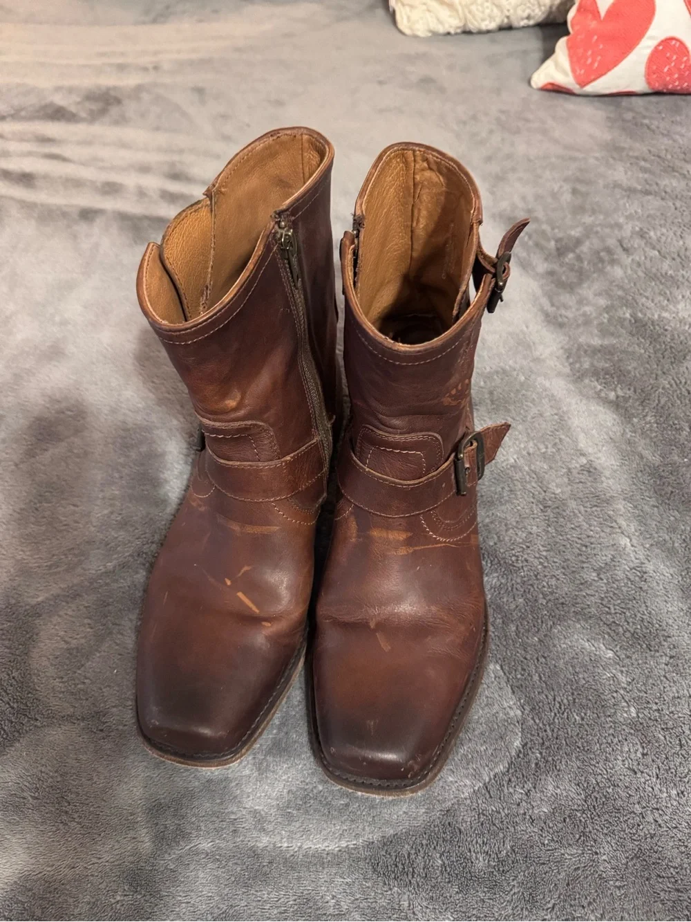 Frye Distressed Brown Leather Harness Boot